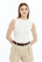 Sleeveless Bicycle Collar Body Suit White - 4