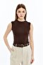 Sleeveless Bicycle Neck Body Suit Brown
