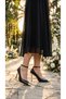 Premium Series Crocodile Leather Look High Thin Women's Heeled Evening Dress Shoes with Iron Detail on the Toe - 8