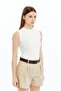 Sleeveless Bicycle Collar Body Suit White - 2