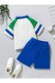 Boys Color Block Polo T-Shirt and Shorts Set - 2