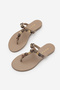 Women's Thin Strap Flip-Flops with Bohemian Stone Buckle, Casual Slippers, Marsil Mink