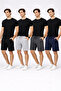 Men's Shorts Set of 4 Black Gray Smoked Navy Blue – Cotton Comfortable Fit Basic Daily Shorts
