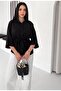 Women's Belted Shirt with Folded Sleeves Detail - 2