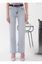 Women's Straight Fit Denim Jeans with Belt Detail - 2