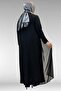 42003 Plus Size Sandy-Chiffon Dress with Stone Detail - Black - 5