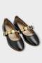 Single Strap Pearl Detailed Lightweight Comfortable Sole Women's Ballerinas Black - 4