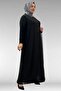 42003 Plus Size Sandy-Chiffon Dress with Stone Detail - Black - 4