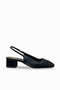 Women's Black Thick Short Heel Open-Back Heeled Shoes - 2