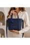 Scarf-Detail 4-Section Adjustable Long Strap Shoulder and Crossbody Bag Navy Blue - 6