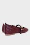 Knitted Detail Round Toe Helmeted Casual Women's Ballerinas Bordo - 6