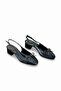 Women's Black Thick Short Heel Open Back Bow Heeled Shoes - 7