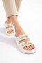 Women's Trendy Design Floral Detailed Knitted Strap Comfort Slippers - 8