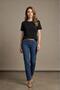 Women's Boat Neck Short Sleeve Stretchy Viscose Bodysuit Black - 7