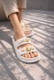 Women's Trendy Design Floral Detailed Knitted Strap Comfort Slippers - 3