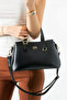 Women's 3-Compartment Lined Zipper Closure Handbag and Shoulder Bag (27X15 cm) - 3
