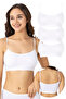 Women's Cotton in Stretch Fabric Strapless Tank Top Bustier with Removable Pads White 3-Pack