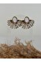 White Detailed Fan Model Steel Earrings - 3