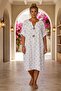 Italian White Collared Short Sleeve Buttoned Casual Linen Look Woven Dress 115 65 - 3