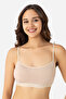 Women's Cotton in Stretch Fabric Strapless Tank Top with Removable Pads, Half Athlete Bustier, Skin Color, 3-Pack - 2
