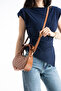 Nçs Women's Crossbody Bag with Tan Bow Strap Detail - 3