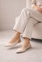 Beige Patent Leather Ballerinas – Pointed Toe Women's Ballerinas with Stone Detail |   Stylish Casual & Evening Shoes