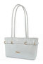White Shiny Looking Belt Detailed Bucket Model Women's Shoulder Bag - 2