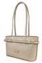 Beige Color Shiny Looking Belt Detailed Bucket Model Women's Shoulder Bag - 2