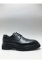 Genuine Leather Lace-Up Heel-Headed Black Classic Casual Model Men's Shoes - 2