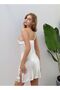 Women's Strappy Satin Ecru Nightgown – Elegant & Romantic Model - 2
