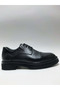 Genuine Leather Lace-Up Heel-Headed Black Classic Casual Model Men's Shoes