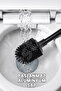 Black Silicone Toilet Bowl and Wc Brush - Stainless Aluminum Handle - Strong Adhesive for Wall Mounting Without Screws - 3