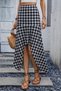 New Season Women's High Waist Patterned Long Single Jersey Skirt with Asymmetrical Detail on the Front - 2