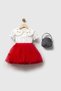Jany Girl's Dress with Embroidery Detail on the Collar and Tutu Skirt, with Bag and Accessories - 2