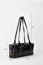 Women's Şebboy Black Design Border Lined Zipper Closure Baguette Handbag and Shoulder Bag - 3
