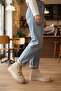 Beige Fur Laced Women's Flat Boots - 3