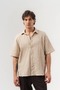 Ripple Crinkle Fabric Oversize Short Sleeve Shirt