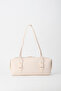 Women's Şebboy Cream Design Edged Lined Zipper Closure Baguette Handbag and Shoulder Bag