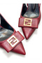 Women's Burgundy Pointed Toe Thick Heel Open Back Heeled Shoes with Accessories - 6