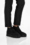 Black Fur Laced Women's Flat Boots