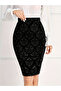 Black Velvet Damask Bodycon Mini Skirt