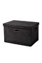 Cotton Linen Folding Storage Boxes With Lids Decorate The Handle Storage Box（black，58*40*35cm） - 4