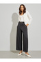 Black Wide Leg Trousers with Chain Link Detail