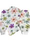 Girls' 100% Cotton Fabric White Color Flowers Patterned Long Sleeve Interlock Winter Pajama Set - 4