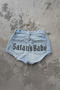Blue Satan's Babe Stoned Y2K Mini Shorts