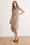 Women's Mink Jacquard Satin Belt Piece Degaje Collar Skirt Double-Breasted Dress Elb-19002640 - 4