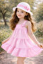 Girl's Plaid Hat and Cotton Summer Dress - 3