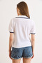 Women's White Polo Collar Color Striped Thin Knitwear Blouse Blz-19003322 - 6
