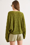 Women's Oil Green Geometric Detailed Loose Fit Transitional Knitwear Blouse Blz-19003327 - 6