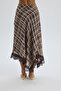 Maffy Lace Detail Plaid Yellow Midi Skirt - 5